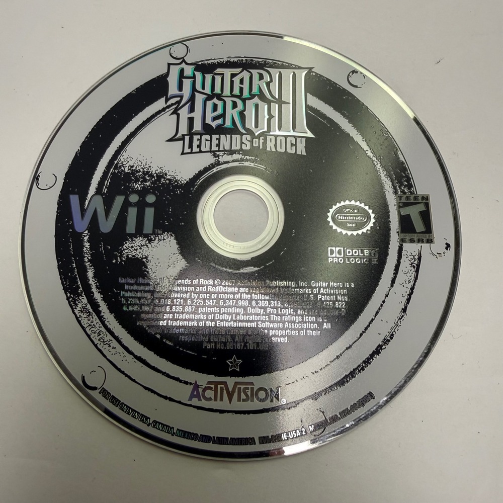 Activision Guitar Hero III Legends of Rock Nintendo Wii Silver Disc Only